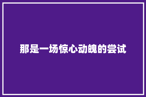 那是一场惊心动魄的尝试