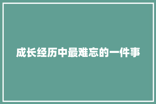 成长经历中最难忘的一件事