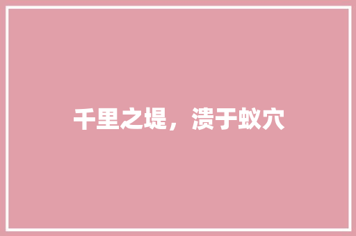 千里之堤，溃于蚁穴