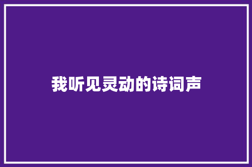 我听见灵动的诗词声