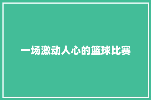 一场激动人心的篮球比赛