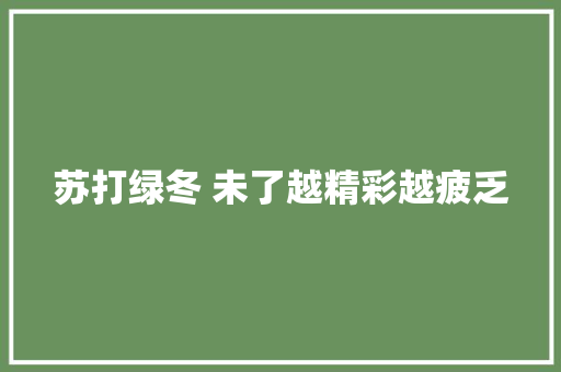 苏打绿冬 未了越精彩越疲乏