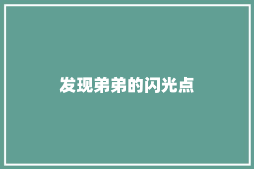 发现弟弟的闪光点
