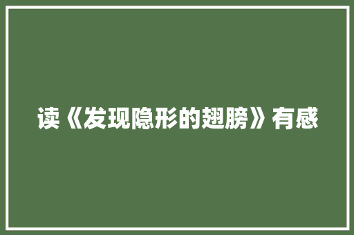 读《发现隐形的翅膀》有感
