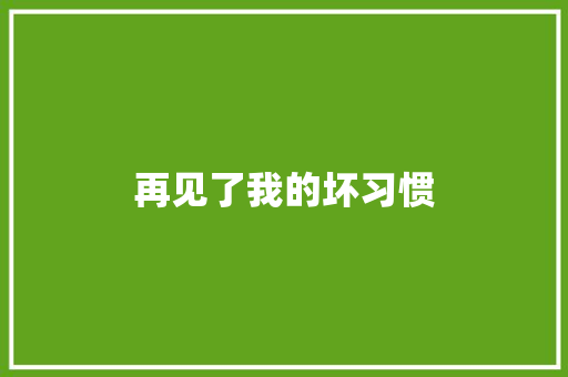 再见了我的坏习惯