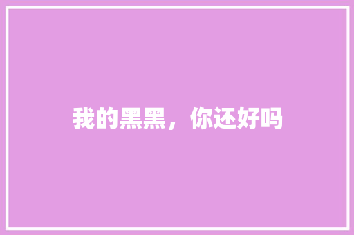 我的黑黑，你还好吗