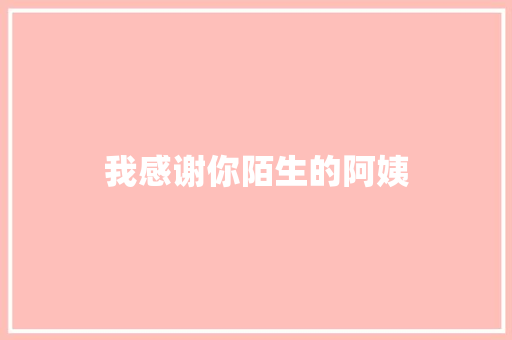 我感谢你陌生的阿姨
