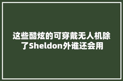 这些酷炫的可穿戴无人机除了Sheldon外谁还会用