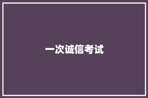 一次诚信考试