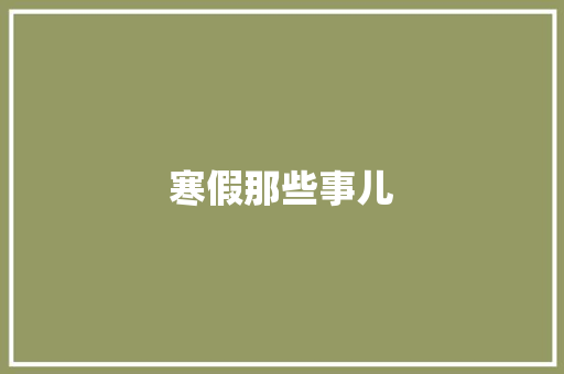 寒假那些事儿