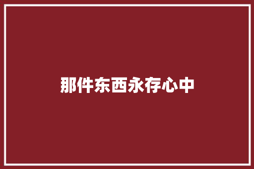 那件东西永存心中