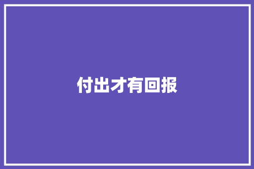付出才有回报