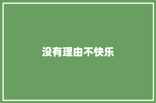没有理由不快乐