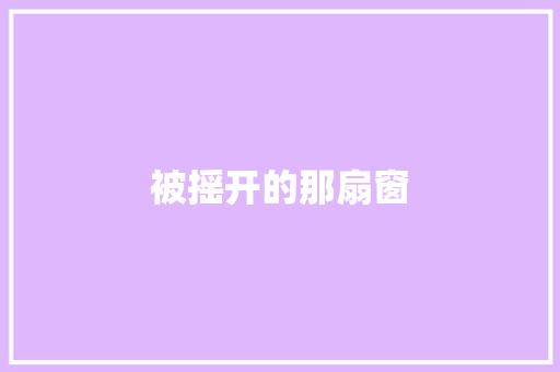 被摇开的那扇窗