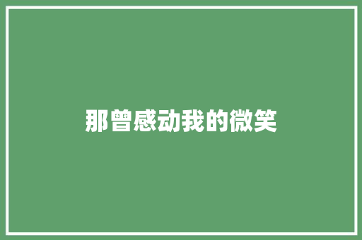 那曾感动我的微笑