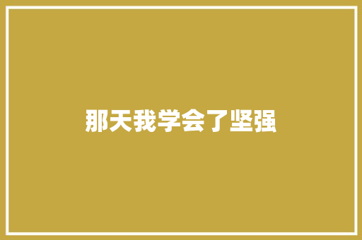 那天我学会了坚强