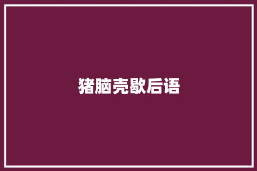 猪脑壳歇后语 知识百科