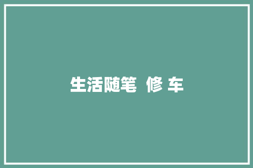 生活随笔  修 车