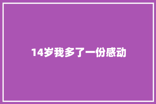 14岁我多了一份感动