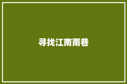 寻找江南雨巷
