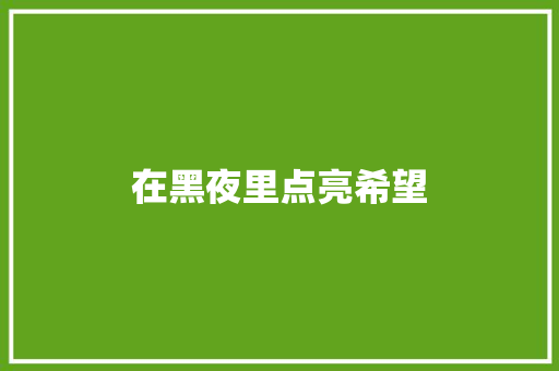 在黑夜里点亮希望