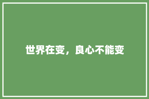 世界在变，良心不能变