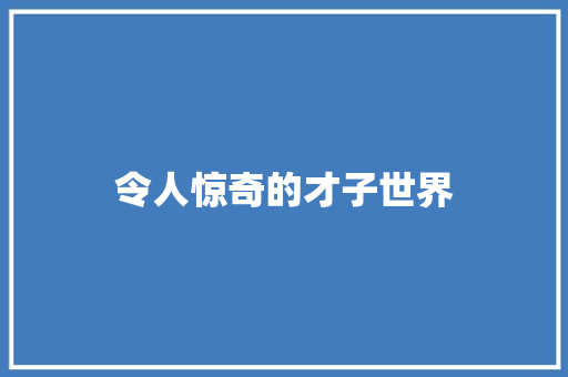 令人惊奇的才子世界