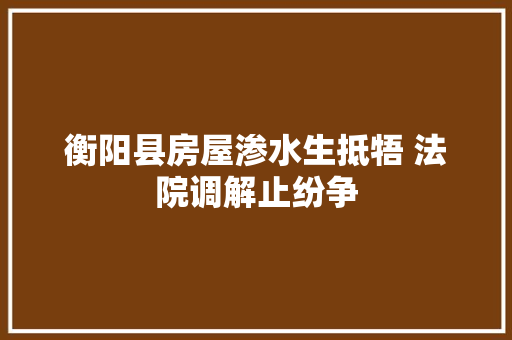 衡阳县房屋渗水生抵牾 法院调解止纷争