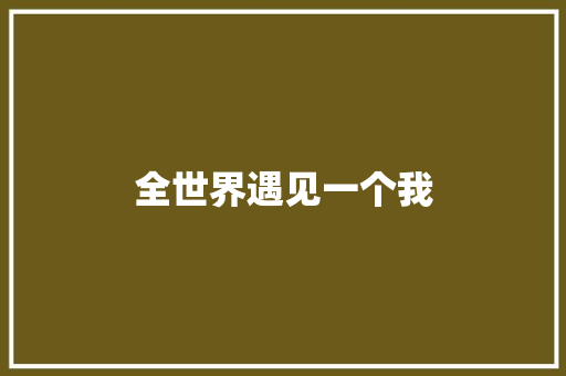全世界遇见一个我 知识百科