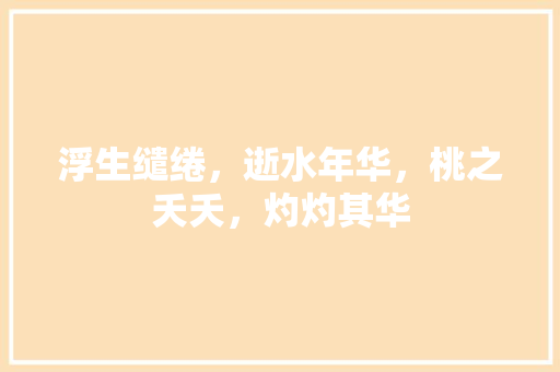 浮生缱绻，逝水年华，桃之夭夭，灼灼其华