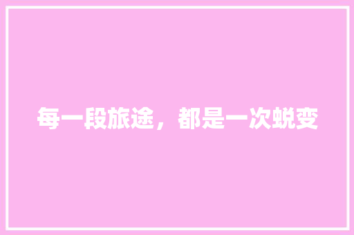 每一段旅途，都是一次蜕变