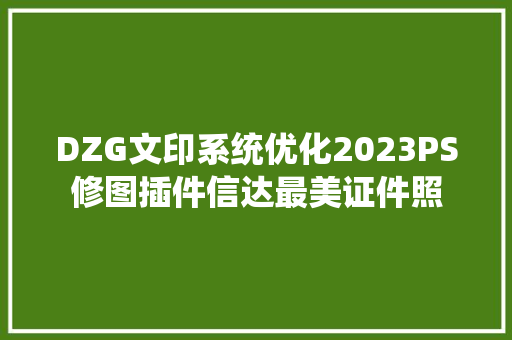 DZG文印系统优化2023PS修图插件信达最美证件照