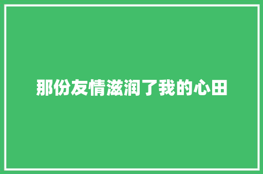 那份友情滋润了我的心田