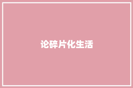 论碎片化生活
