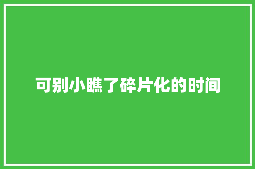 可别小瞧了碎片化的时间