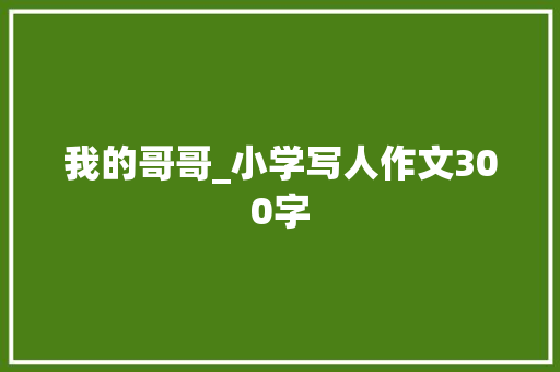 我的哥哥_小学写人作文300字