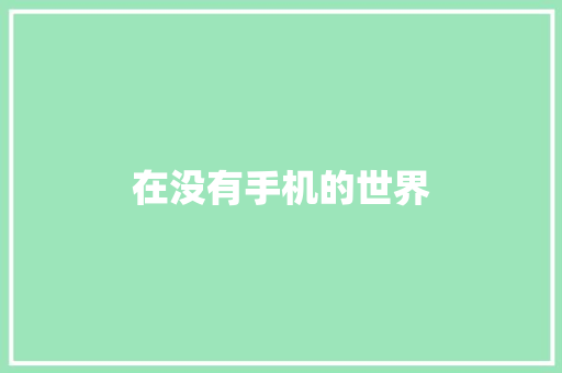 在没有手机的世界