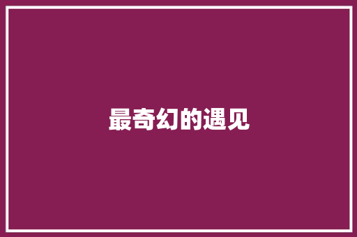 最奇幻的遇见
