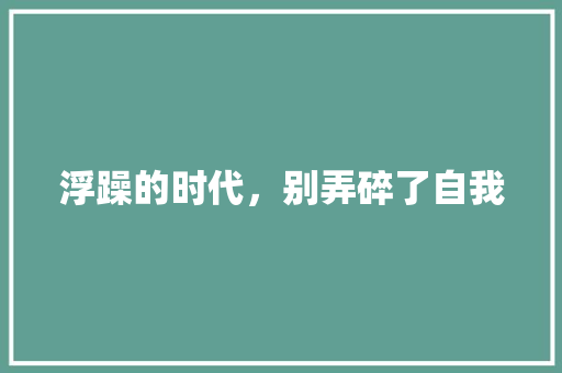 浮躁的时代，别弄碎了自我