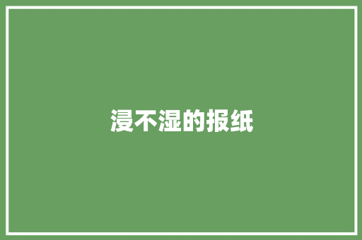 浸不湿的报纸