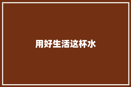 用好生活这杯水