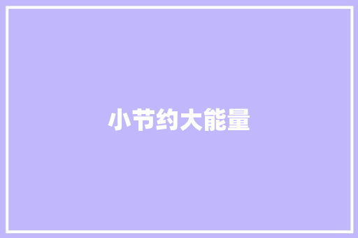 小节约大能量