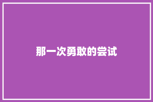 那一次勇敢的尝试