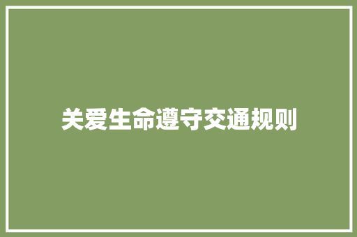 关爱生命遵守交通规则 知识百科
