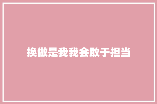 换做是我我会敢于担当