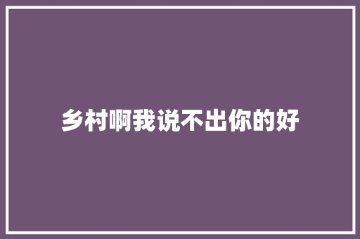 乡村啊我说不出你的好