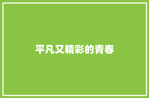 平凡又精彩的青春