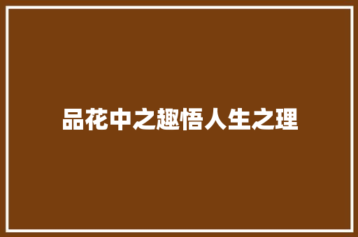 品花中之趣悟人生之理