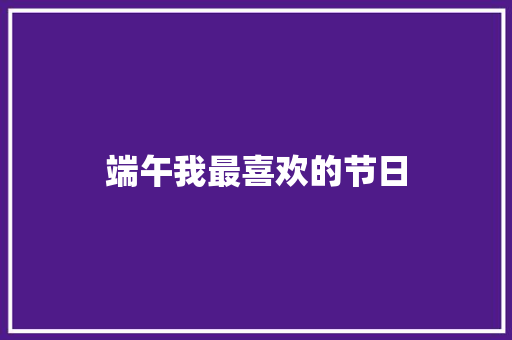 端午我最喜欢的节日
