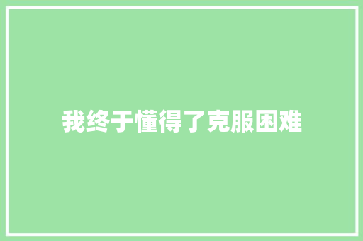 我终于懂得了克服困难